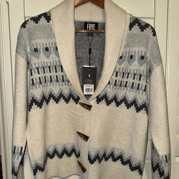 Frye Sweaters - NWT Frye Shawl Collar Fair Isle Cardigan Sweater Heather/Oat